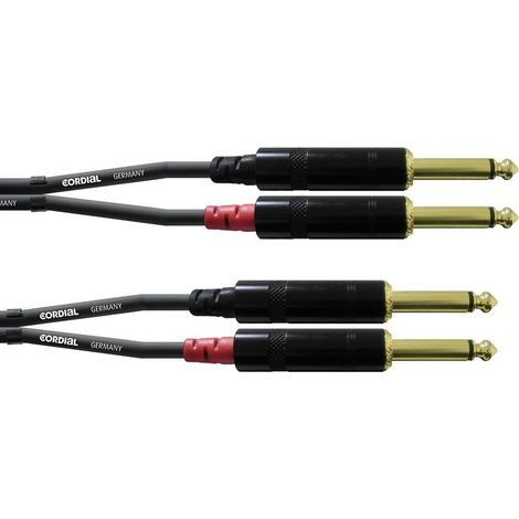 Câble adaptateur audio [2x Jack mâle 6.35 mm - 2x Jack mâle 6.35 mm] Cordial CFU 1,5 PP noir 1.50 m (1/2)