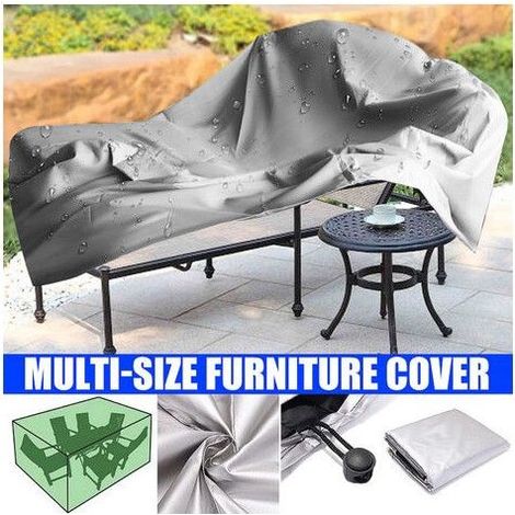 Housse de chaise, banc et terrasse, protection UV, 205 x 104 x 71 cm, argentée (1/5)