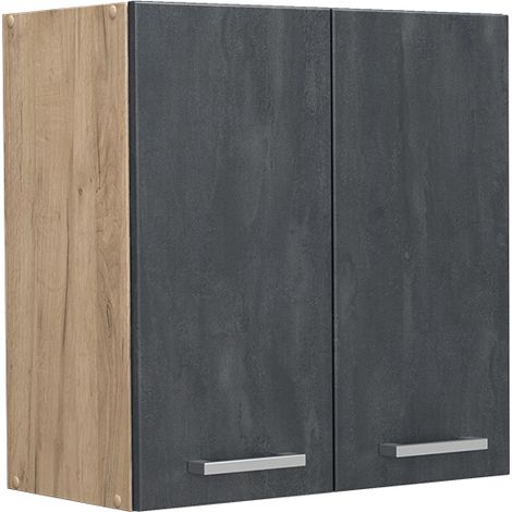 Küchenoberschrank R-Line, Schwarz Beton, 60 cm, Vicco