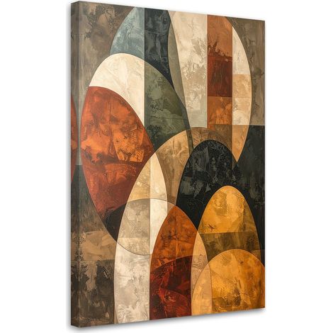 Tableau Moderne, Abstraction géométrique dans les tons beige et marron,20x30 (1/4)