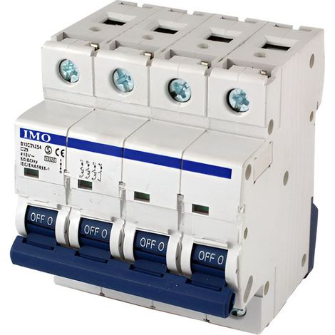 Disjoncteur tétrapolaire 4P - 20A - Pouvoir de coupure 10kA - courbe C - À vis - IMO (1/2)