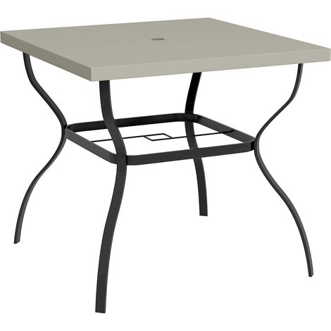 Four-Seater Steel Garden Table, with Parasol Hole - Grey/Black (1/5)