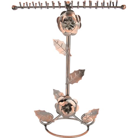 Présentoir à Bijoux Fleur de Rose Double Crochet Brut Support pour Collier et Bracelet Bronze (1/5)