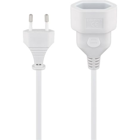 Prolunga eurospina, 5 m, bianco, eurospina (tipo C CEE 7/16)  Spina Euro (tipo C CEE 7/16). Lunghezza del Cavo 5 m (1/5)