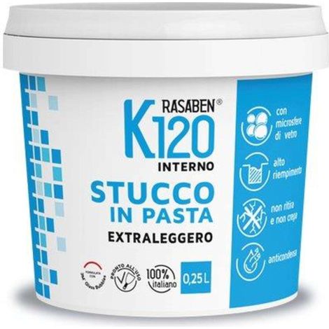 STUCCO PASTA EXTRALEGGERO K120 K2 RASABEN - KG 0,250 INTERNO  - 12 pezzi