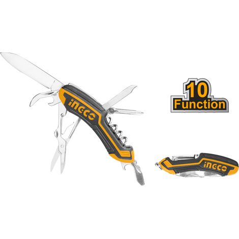 COLTELLO 10 FUNZIONI - MULTIFUNZIONE IN ACCIAIO -- INGCO -- CACCIA PESCA SPORT