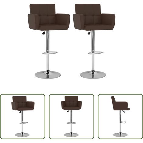 Tabouret de bar élégant - Tabourets de bar lot de 2 marron similicuir (1/5)