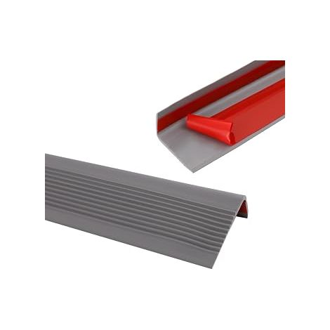 10 mètres de bord de marche antidérapant, bande de bord auto-adhésive, profil de bord de marche en PVC flexible et en caoutchouc, étanche pour intérieur et extérieur (Gris, 10 m) (1/5)
