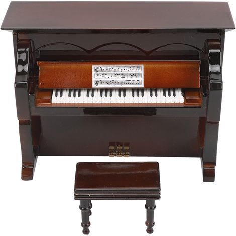 Piano droit miniature en bois, mini instrument de musique, cadeau pour enfants, décoration intérieure, marron