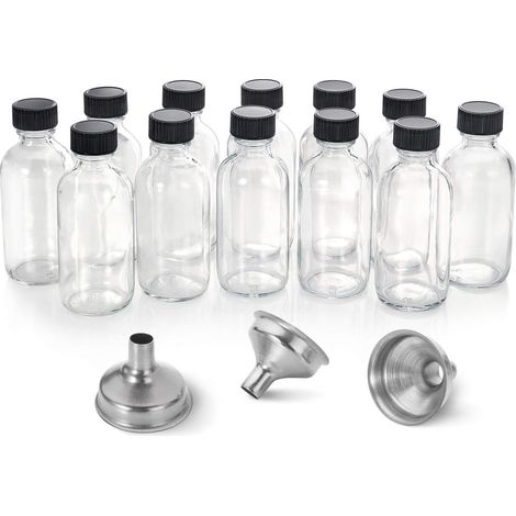 Juego de 12 botellas de vidrio de 60 ml con tapones herméticos, envases reutilizables para zumos, aceites y salsas. (1/5)
