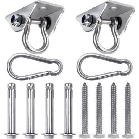 Crochet Plafond Suspension Robuste (Lot de 2),Crochet de Plafond Rotatif en Acier Inoxydable avec Vis (Béton/Bois),Charge de 400 kg pour Chaise, Hamac, Balançoires et Sac de Frappe (1/4)