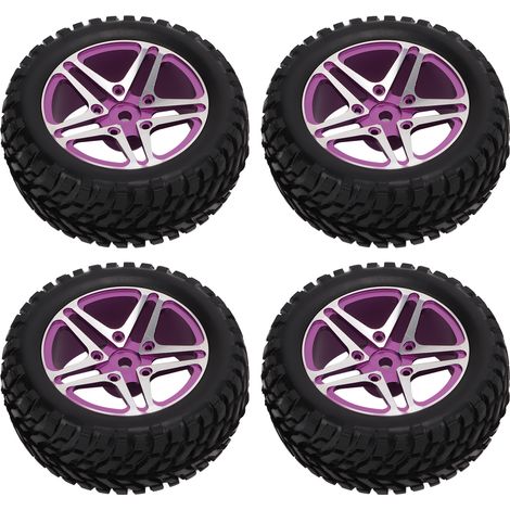 4 Jantes Alliage 5 Branches Violet pour Pneus RC 1/10 - Remplacement Compatible (1/5)