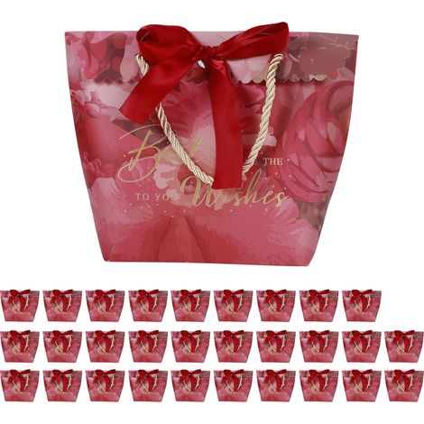 30 boîtes à bonbons portables de petite taille pour la décoration de cadeaux, les articles de fête et les cadeaux de mariage (rouge rétro (ruban rouge vin)) (1/5)