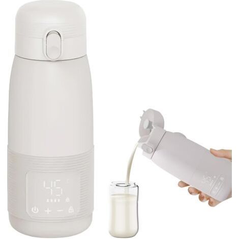 Chauffe-biberon Portable, 500ml Chauffe-biberon Bébé en Déplacement Contrôle Précis de la Température 37 à 55 Degrés Réglable pour le Voyage Alimentation de Nuit-Karteo (1/5)