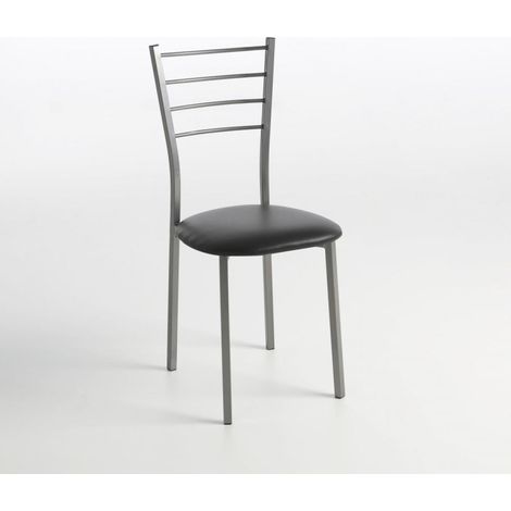 Pack de 2 sillas Berlin estructura gris tapizado negro, 90 cm(alto)38 cm(ancho)38 cm(largo)