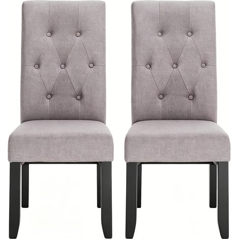 Par de sillas de comedor de lino gris claro con respaldo alto MODENUIT (1/5)