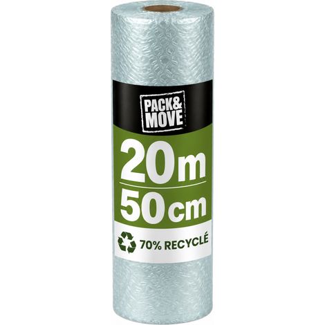 Papier bulles recyclé 0,50 x 20 m – Protection pour déménagement et expédition – 70% recyclé – Souple et léger pour objets fragiles – Pack And Move (1/5)