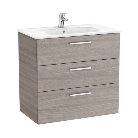 CONJUNTO VICTORIA BASE+LAVABO 800 ROBLE CITY TEXTURIZADO 3 CAJONES