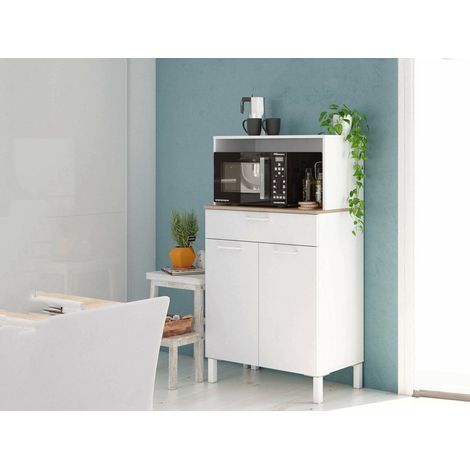 Dmora Armario multiusos con dos puertas batientes, un cajón y una balda, blanco, 72 x 126 x 40 cm, con embalaje reforzado (1/5)