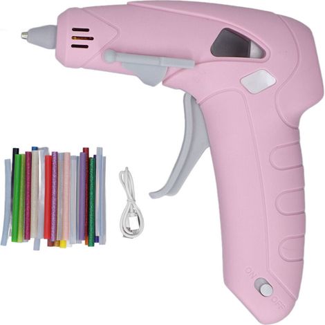 Pistolet à colle sans fil rechargeable pour bricolage, avec 30 bâtons de colle, sécurisé anti-brûlure - bureau, école, loisirs créatifs (1/5)