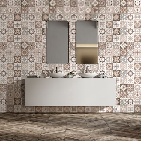 Sticker Mural Carrelage adhésif Cuisine Salle de Bain - 30 STICKERS CARREAUX DE CIMENT AZULEJOS LORIA - 30stickers10x10cm (1/5)
