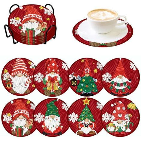 Sous-verres de Noël - - Tapis isolant acrylique - 8 pièces - Antidérapants en liège - Bricolage créatif (1/4)