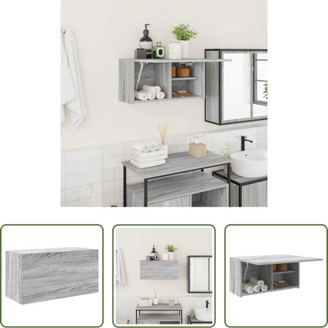 Holzschrank - Bad-Wandschrank Grau Sonoma 60x25x30 cm Holzwerkstoff (1/5)