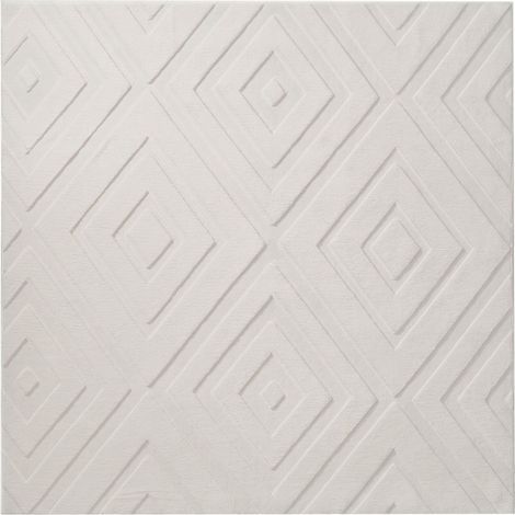 Area Rug Off-White Fabric 160 x 160 cm Jacquard Square Shape Accent Rug BORAH (1/5)