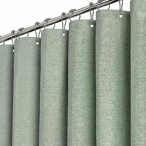 Filiyano-Rideau de douche extra long 180 x 210 cm, vert sauge, texturé lin, épais, avec 12 crochets en plastique, style luxueux et simple, idéal pour (1/5)