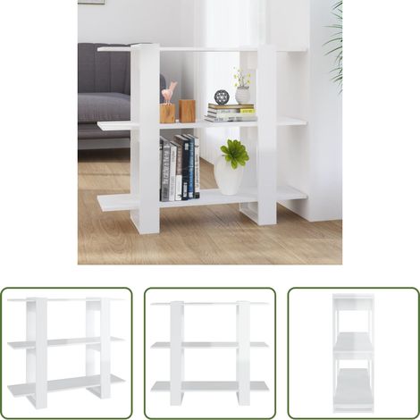 Étagère de rangement -  Bibliothèque/Séparateur de pièce Blanc brillant 100x30x87 cm (1/5)