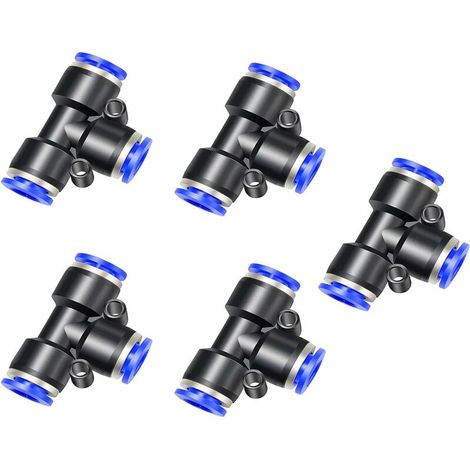 VURAHOME - Connecteur Pneumatique 10 mm 3/8", Connecteur Type T, Connecteur Pneumatique Pneumatique PE10 Connecteur Rapide à 3 Voies Tuyau 10 mm, Connecteur Pneumatique, Connecteur De Tuyau D'air (5 p (1/5)