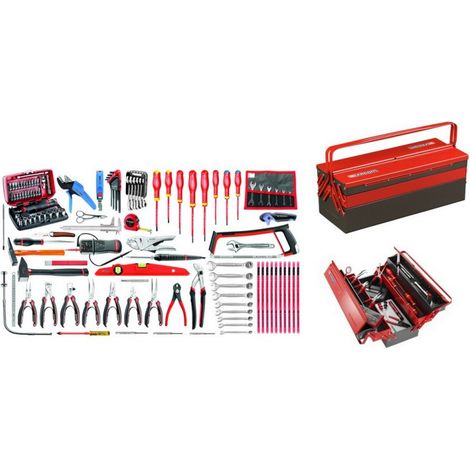 Composition de 120 outils pour l'électronique dans une boîte à outils métallique 5 cases 2070.E18 - FACOM (1/4)