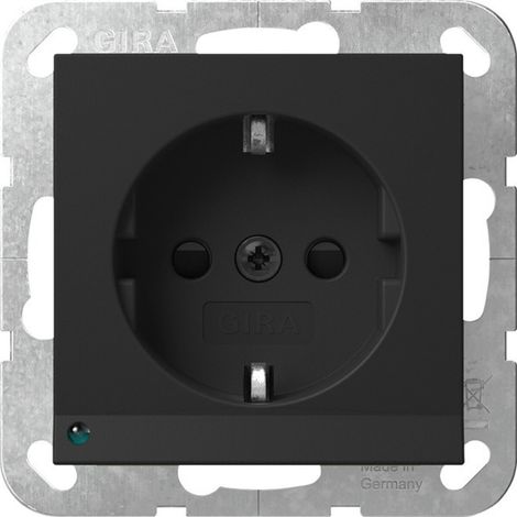 Gira SCHUKO-Steckd. LED-Leuchte + SP System 55 Schwarz m [4170005], 4170 005