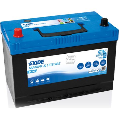 BATTERIE EXIDE MARINE - LOISIRS D31 12V 95AH 650A 306X173X222 +G ER450 (1/3)