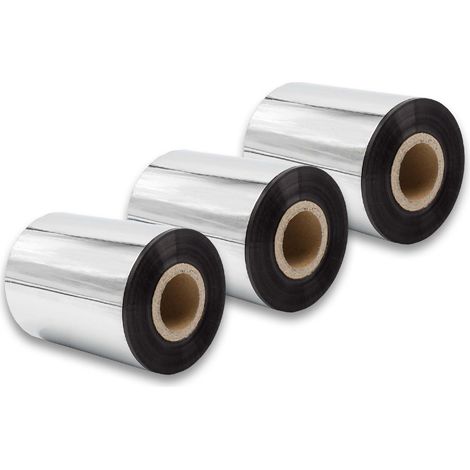 vhbw 3x Thermal Ribbon compatible with Zebra PAX-Serie, 105SL, 105SE, S400 Label Printer, 80 mm x 300 m, Wax-Plus, Black
