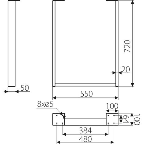 Pied SR47, structure noire, 550x720mm (1/3)