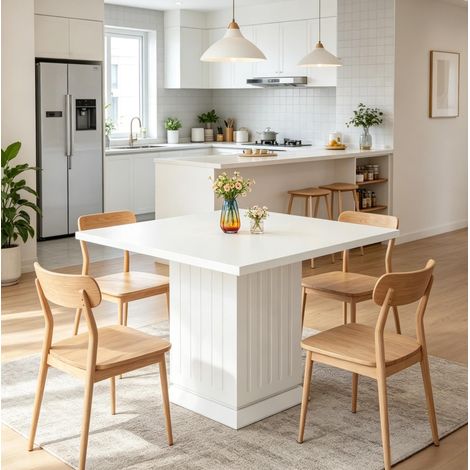 Tavolo da pranzo quadrato moderno 90 x 90 cm bianco OKWISH (1/5)