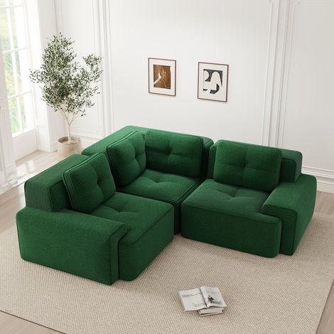 Divano modulare angolare in velluto a coste verde OKMYHOME (1/5)