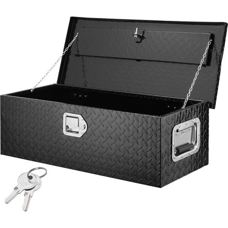 Boîte à Outils pour Camion en Aluminium 76,2x33x24,4 cm Coffre de Benne de Pick-up Verrouillable avec Clés et Poignées Latérales pour Rangement de Benne de Voiture Camping-car Remorque Noir (1/5)