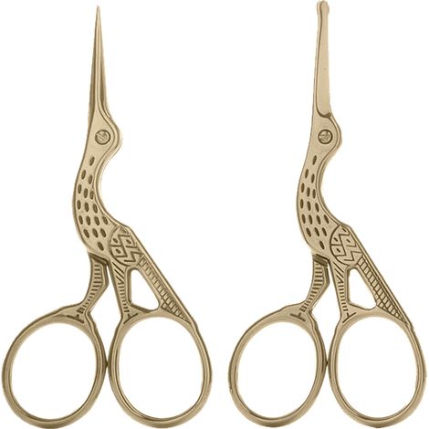Ciseaux De Couture - Acier Inoxydable - Forme Cigogne - Pour Broderie Et Loisirs Créatifs - Lot De 2 (1/5)