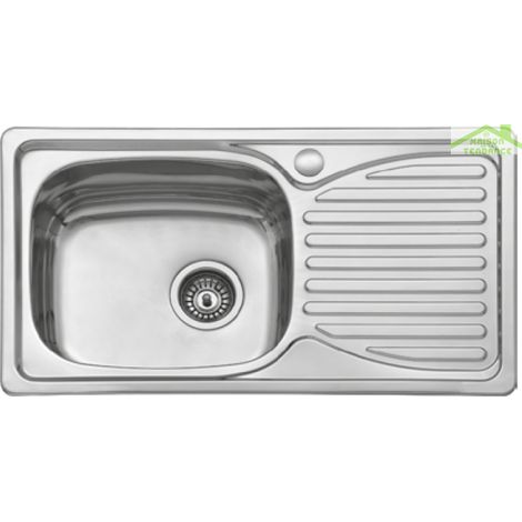 Évier 1 bac + 1 égouttoir en acier inoxydable CASEY 78x43 cm (1/3)