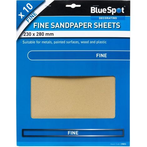 Blue Spot Tools 10 Piece Fine Sandpapers