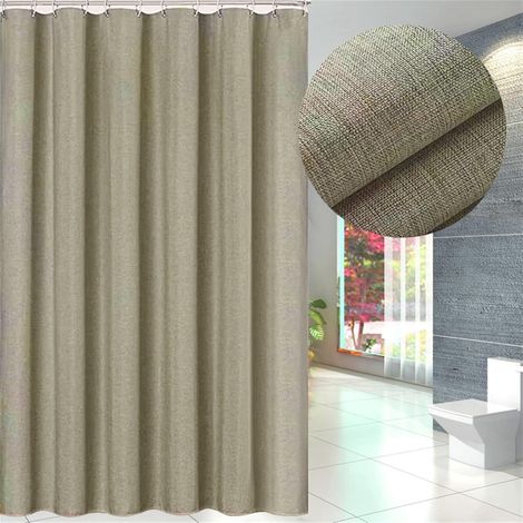 Rideau de Douche Anti-Moisissure, Imperméable en Polyester avec Crochets pour Baignoire et Cabine de Douche, Kaki 240 x 180 cm (1/2)