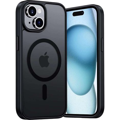 Cover protettiva posteriore per iPhone 15 MagSafe in silicone opaco nero (1/4)