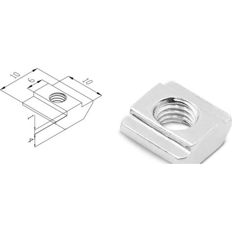 50 pcs T-Slot Marteau Écrous Nickel Enduit En Acier Au Carbone T-Écrous pour Le Travail Du Bois (Style 20 - M5) (1/2)
