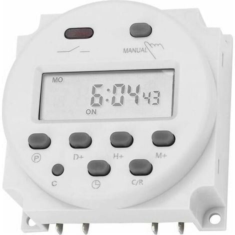 Commutateur de minuterie 12V 16A commutateur de Relais de Temps LCD électronique numérique Programmable LCD Micro-Ordinateur numérique CN101A (1/4)
