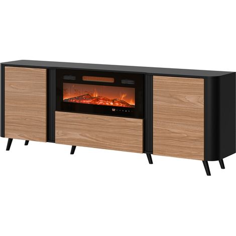 Buffet Modus I, Noir + Noyer, 76x200cm, Le nombre de portes: 339cm, Stratifié, MDF, LED: Disponible (1/4)
