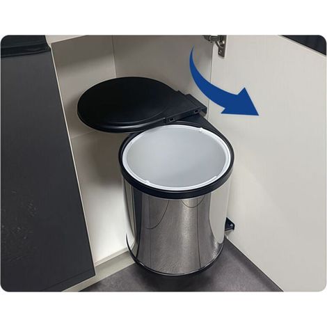 – Poubelle sous évier pivotante 14 L – Ouverture automatique – Installation facile à gauche ou à droite – PVC robuste anthracite (1/2)