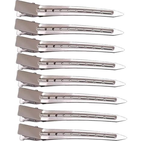Set of 8 metal duckbill-shaped hair clips for hairstyling and makeup