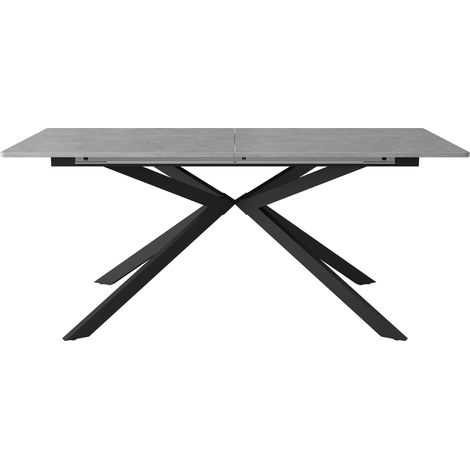 Automatischer ausziehbarer Esstisch 180x70 cm, MDF und Metall, Betonoptik Grau (1/5)